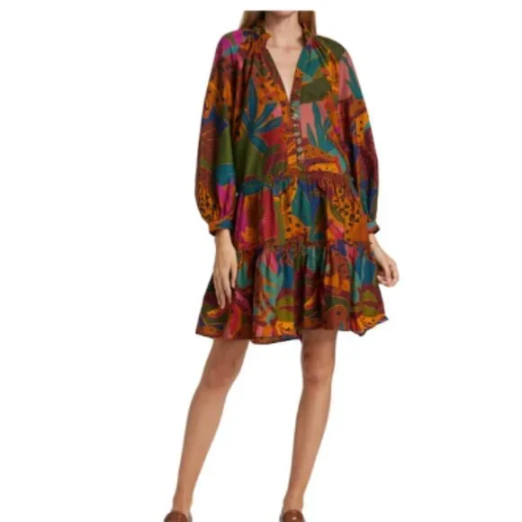 Farm Rio Women’s Leopard's Jungle Cotton Mini Dress‎ - Picture 3 of 14